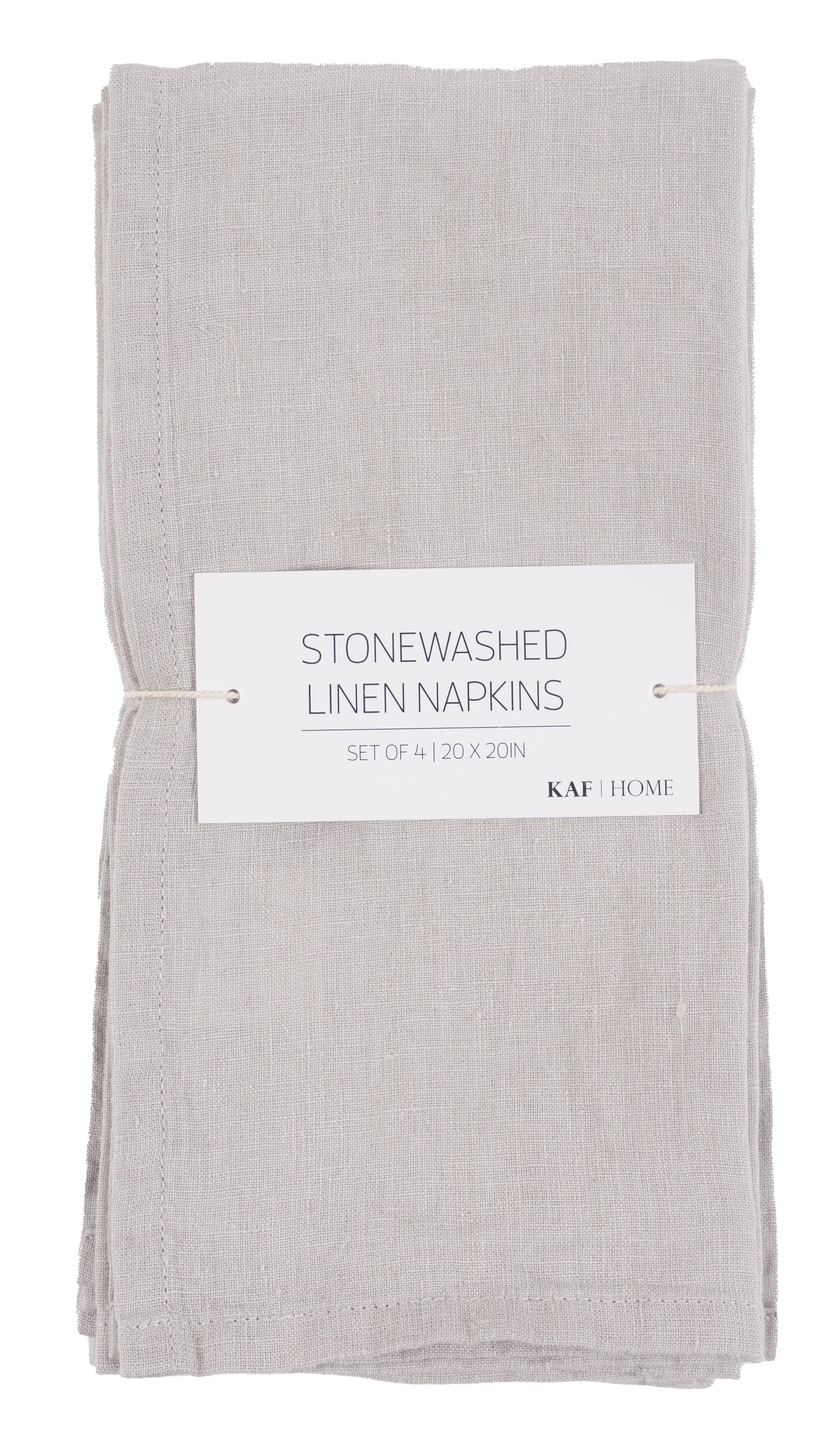 Verona 100% Stone Washed Linen Napkins - Set Of 4, 20" x 20" Napkins KAF Home