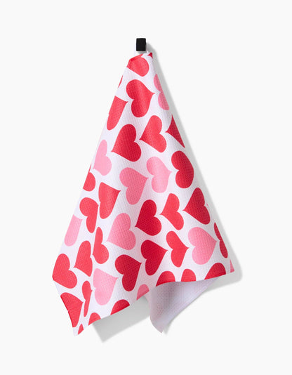 Blushing Hearts Tea Towel Linens and placemats Geometry