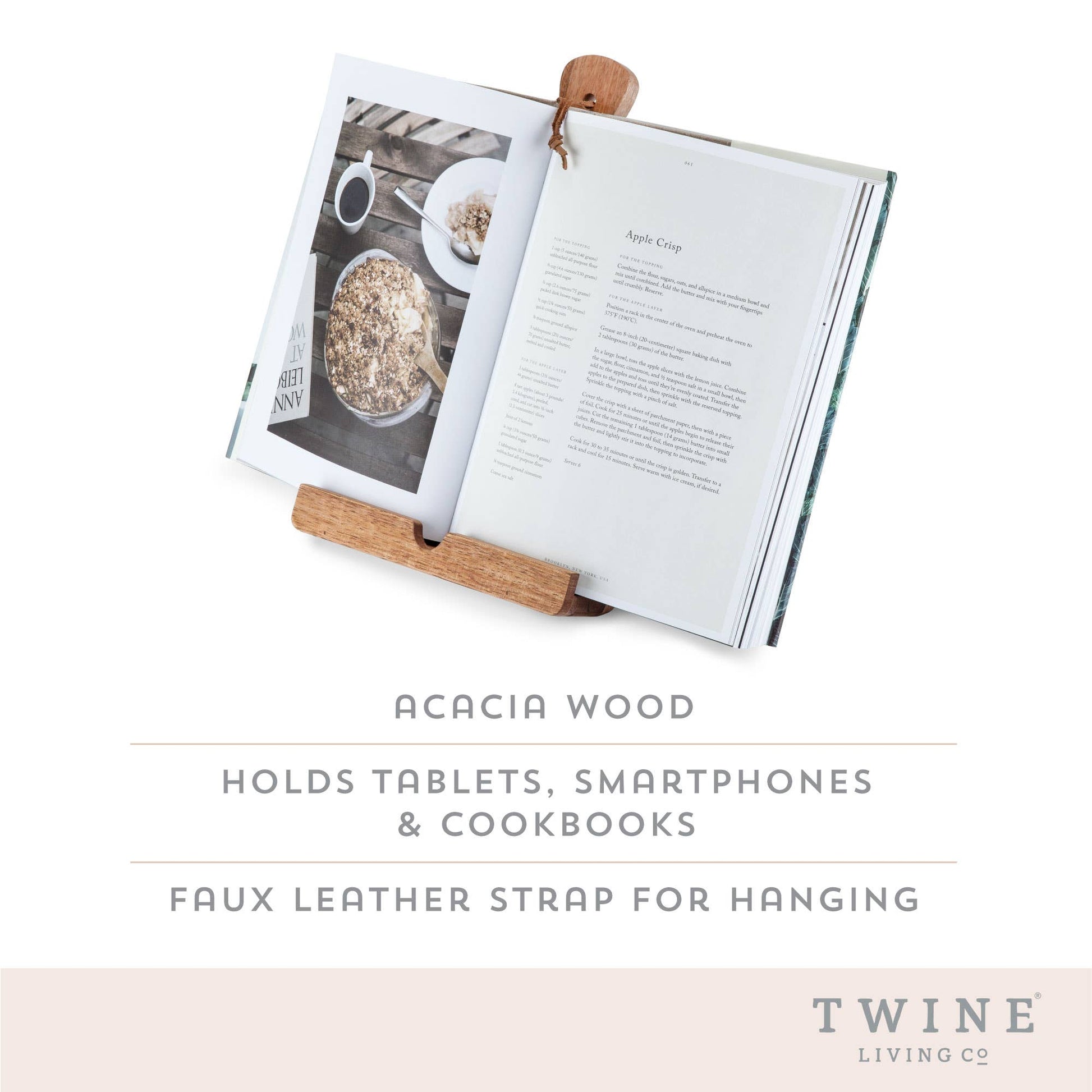 Acacia Wood Tablet/Cookbook Stand Twine