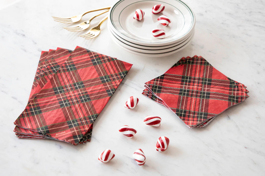 Red Plaid Cocktail Napkin - pack of 20 Linens and placemats Hester and Cook