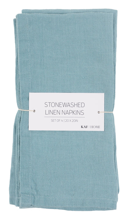 Verona 100% Stone Washed Linen Napkins - Set Of 4, 20" x 20" Napkins KAF Home