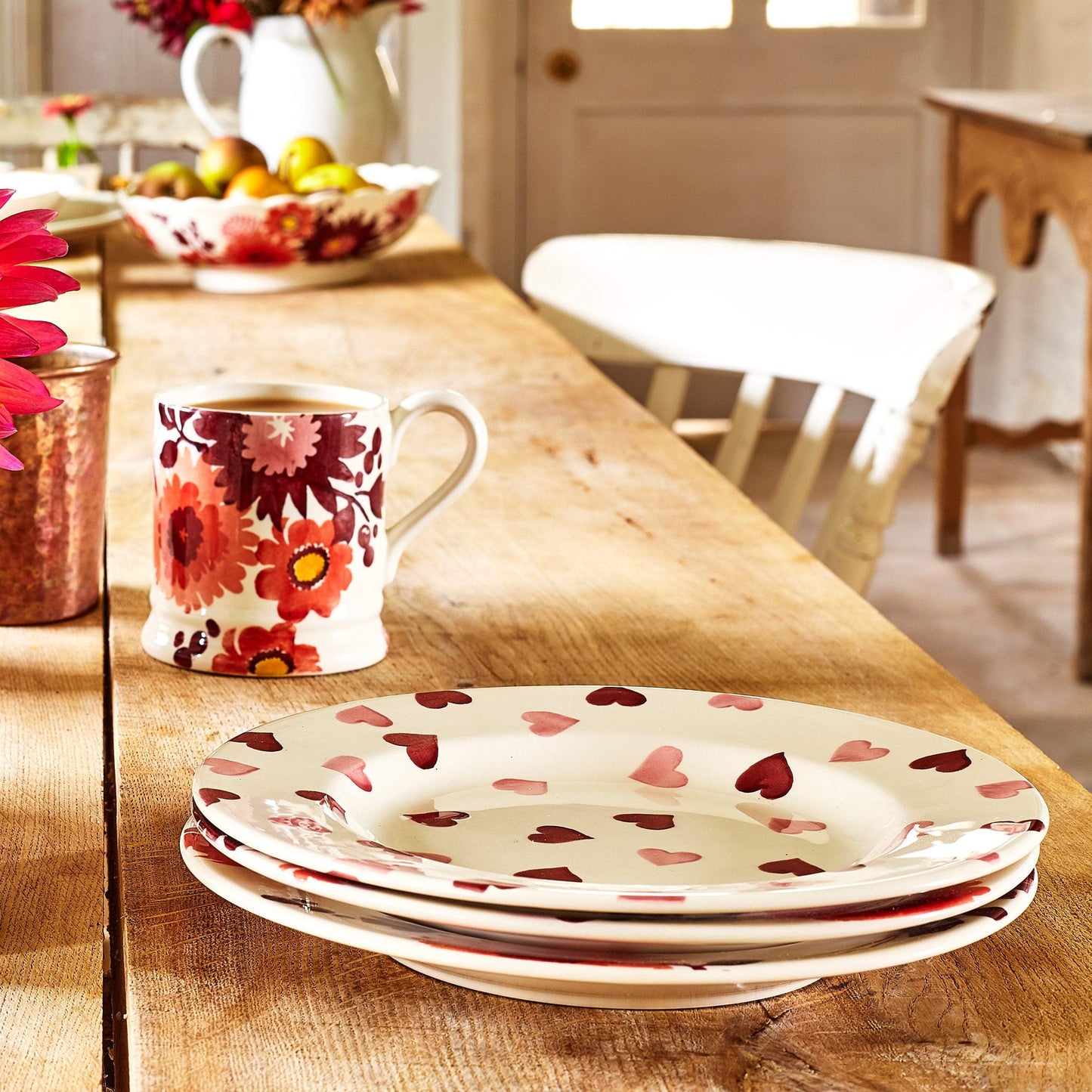 Pink Hearts 8 1/2" Plate Dinnerware Emma Bridgewater