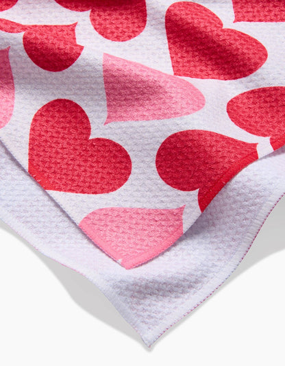 Blushing Hearts Tea Towel Linens and placemats Geometry