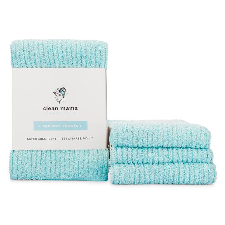 Clean Mama Premium Bar Mop Towels - Set of 3: Aqua  KAF Home