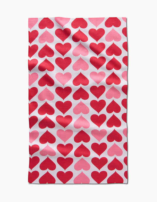 Blushing Hearts Tea Towel Linens and placemats Geometry