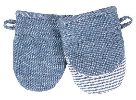 Strada Set of 2 Chambray Mini Mitts - 7" Kitchen Tools KAF Home