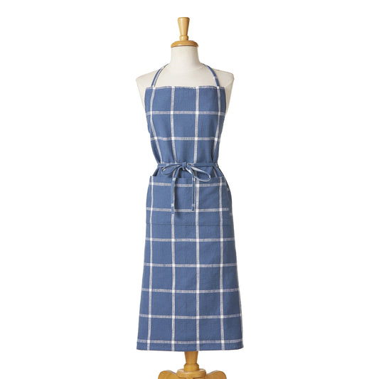 Classic Blue Check Slub Apron Apron TAG