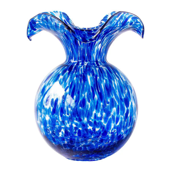 Hibiscus Glass Cobalt Tortoiseshell Fluted Vase Vase VIETRI