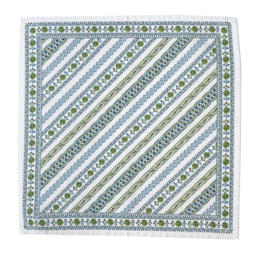 Seville Stripe Napkin - Green Napkins Juliska