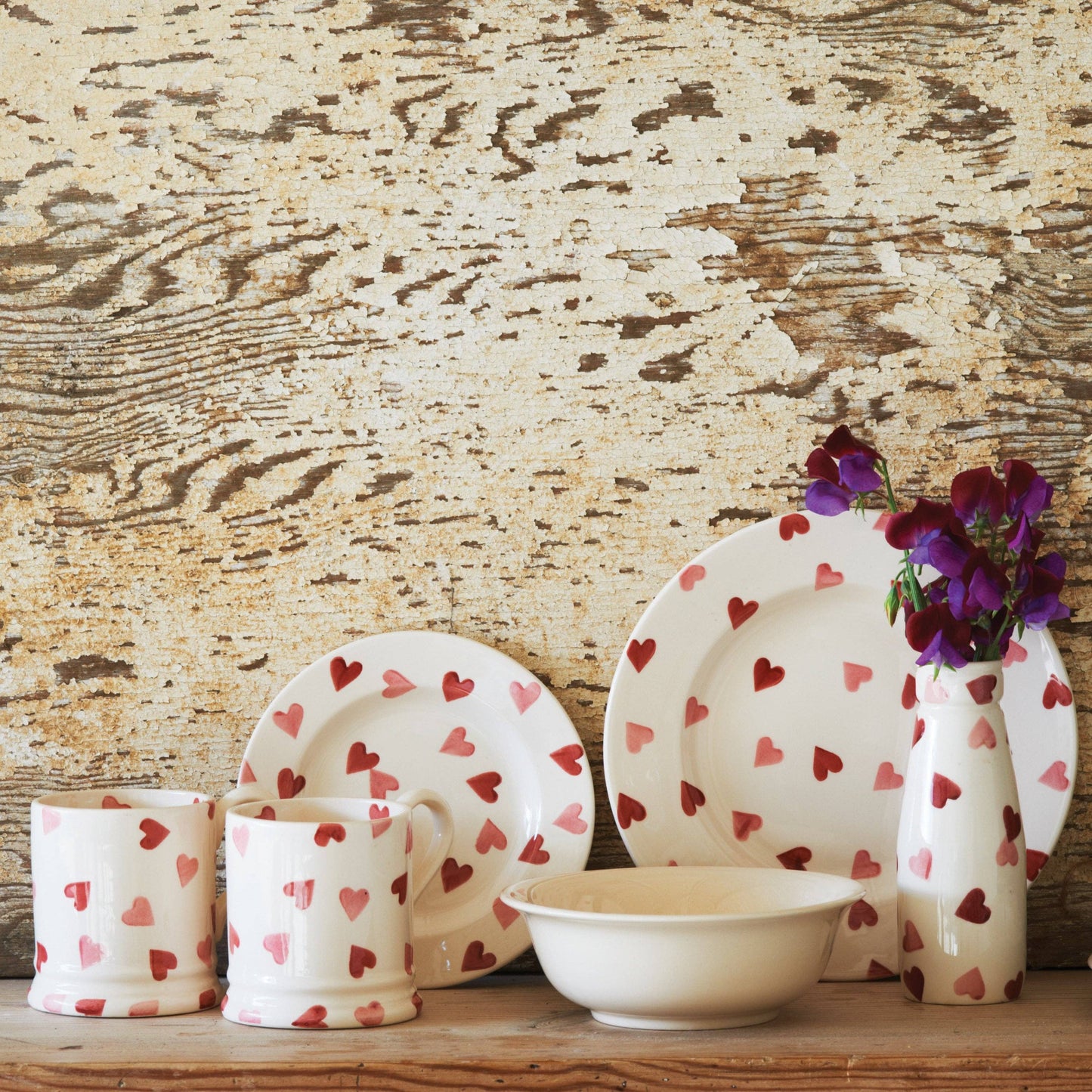 Pink Hearts 10 1/2" Plate Dinnerware Emma Bridgewater