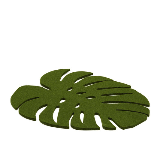 Merino Wool Felt Large Monstera Leaf Trivet: Loden Green Kitchen Tools Graf Lantz