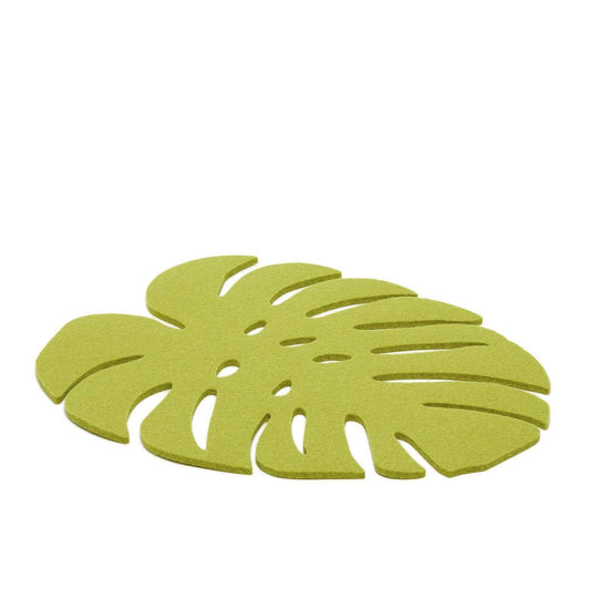 Merino Wool Felt Large Monstera Leaf Trivet: Pistachio Linens and placemats Graf Lantz