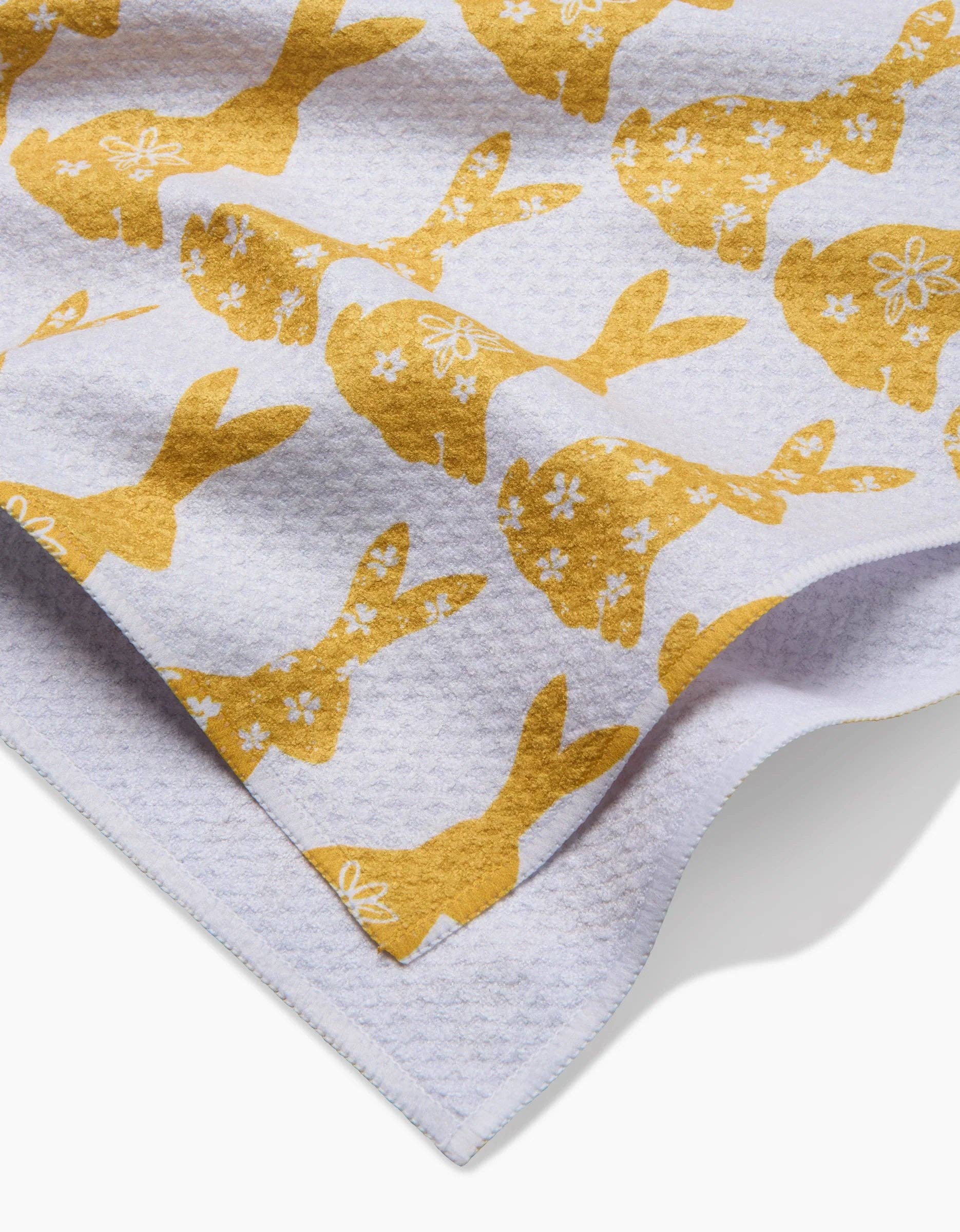 Floral Spring Bunny Tea Towel Linens and placemats Geometry