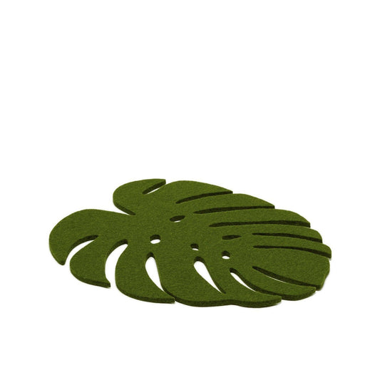 Merino Wool Felt Medium Monstera Leaf Trivet: Loden Green Kitchen Tools Graf Lantz