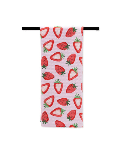 Sweet Strawberry Tea Towel Linens and placemats Geometry