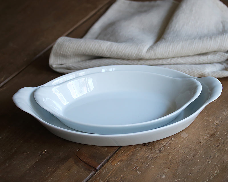 Oval Au Gratin Baking Dishes for Oven Safe and Microwave Cooking