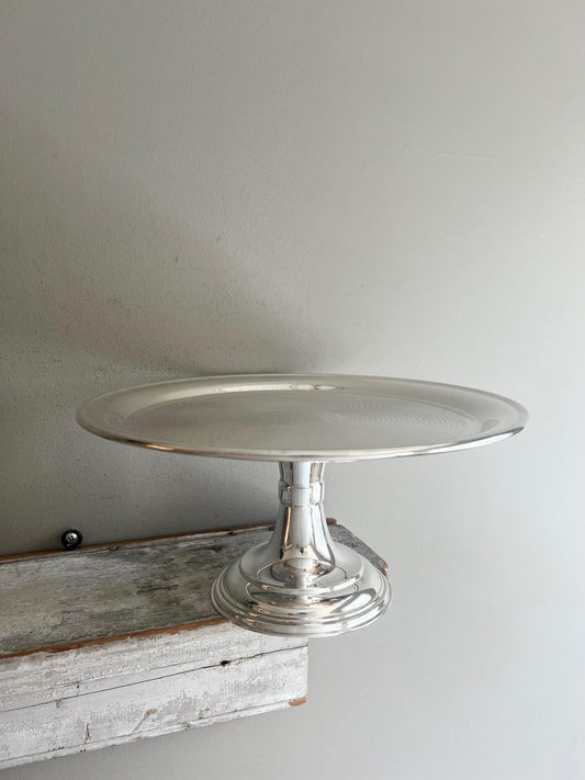 Hôtel Silver Vintage 14" Pedestal Cake Stand with Engine Turned Tray Hotel Silver Hotel Silver