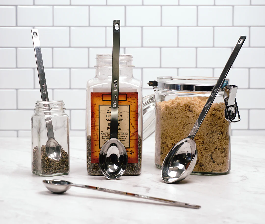 Vintage Long Handle Stainless Nesting Measuring Spoon Set 