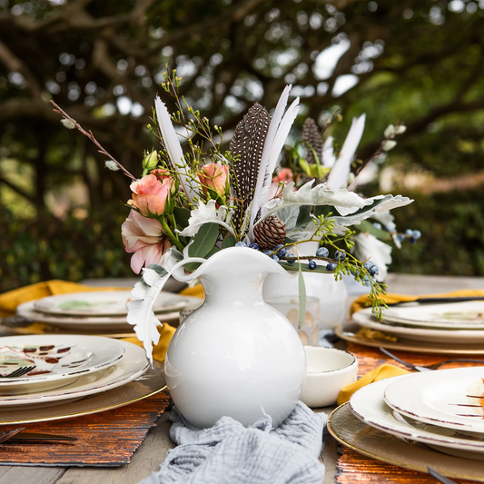 Hibiscus Glass White Fluted Vase  VIETRI