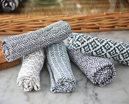 Indigo Flour Sack Dishtowels Linens and placemats TAG