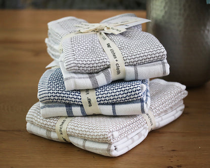 Anncy Kitchen Dish Towels, 100% Cotton Dobby Weave Terry Towel Set
